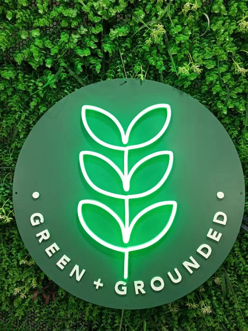 Green and Grounded retail signage