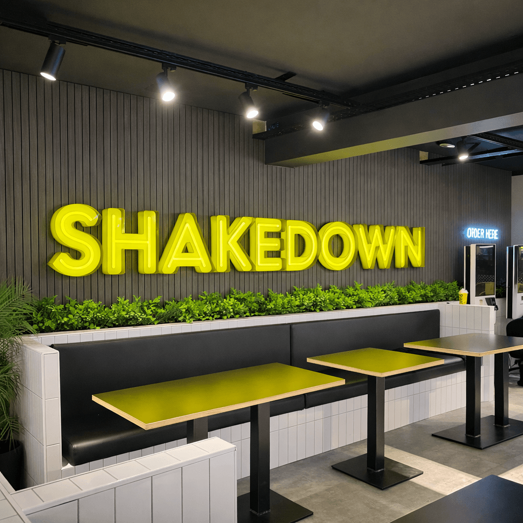 Shakedown restaurant neon sign