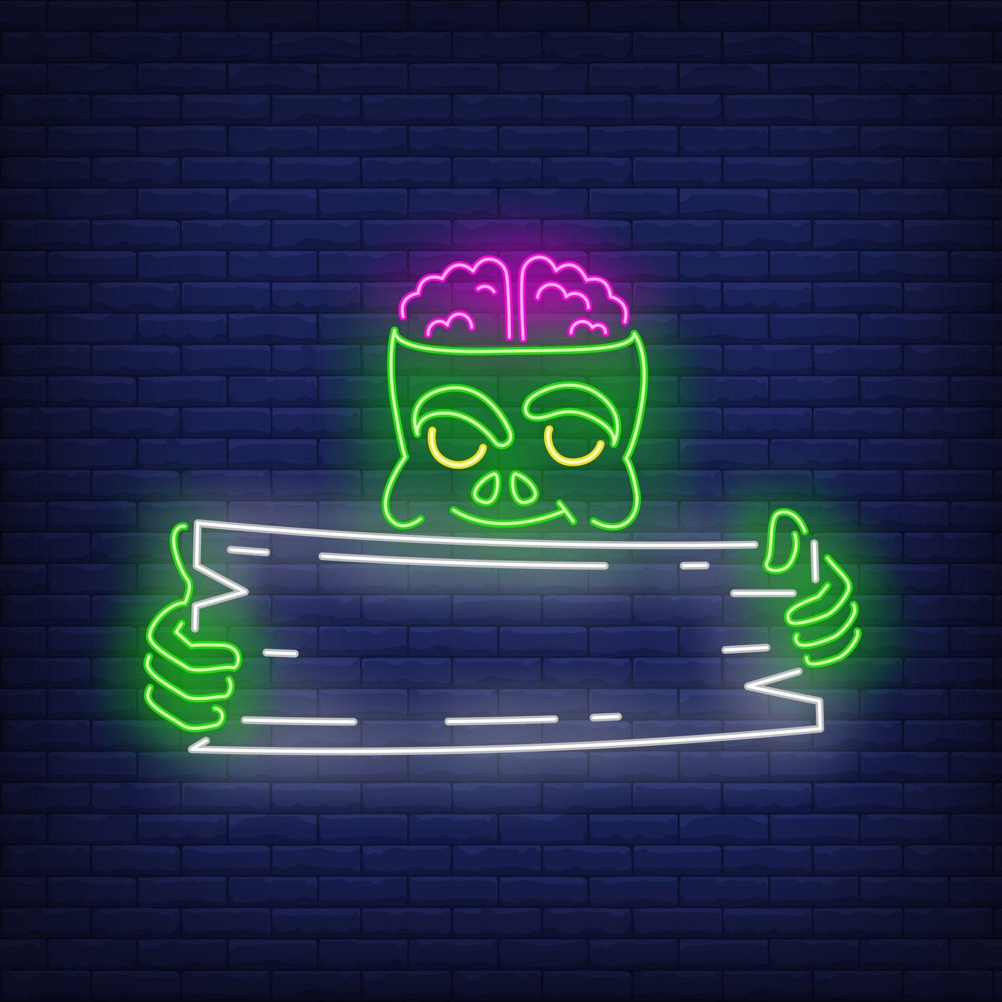 Zombie Holding Wooden Signboard neon sign - Neon Guys