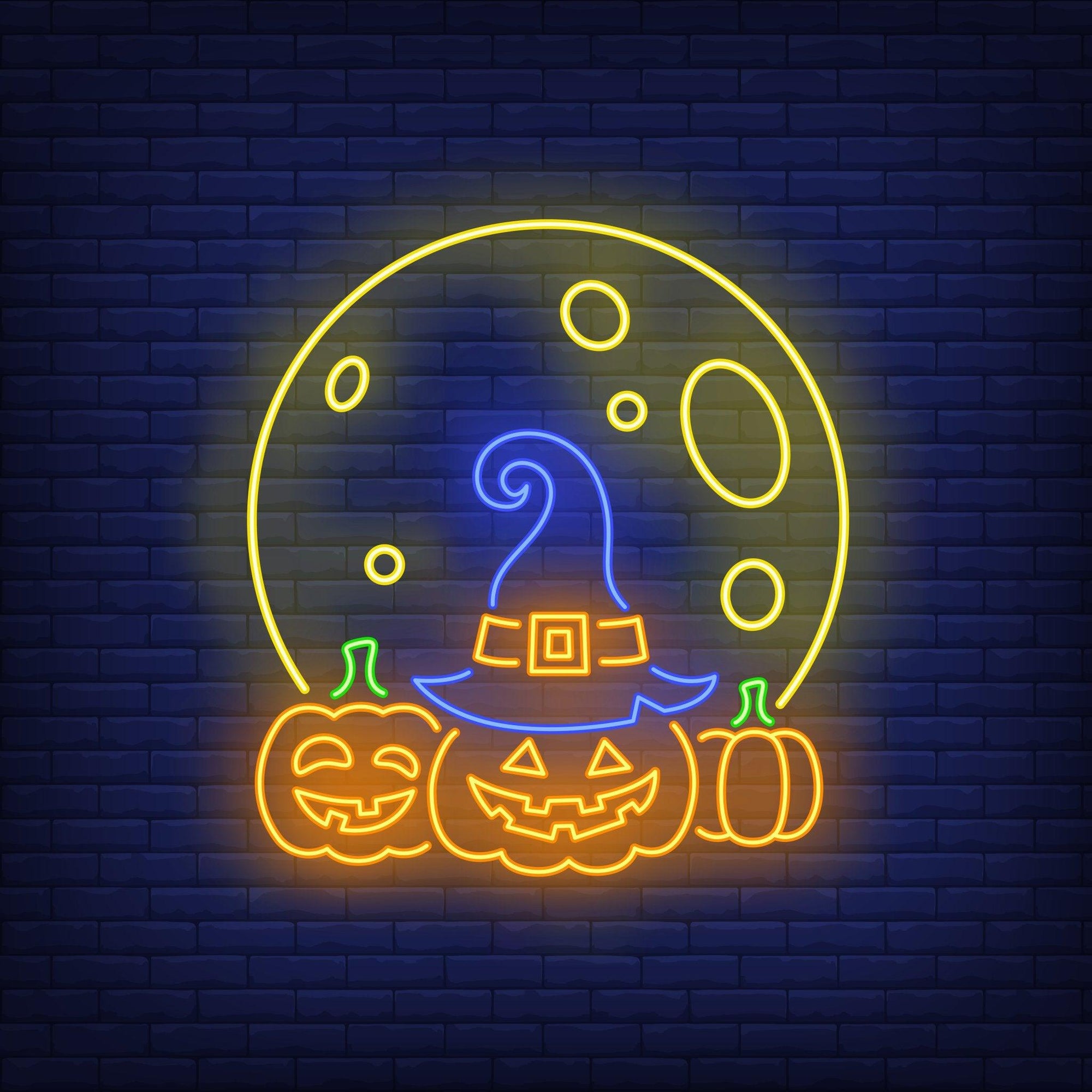 Moon & Pumpkins Neon Sign - Neon Guys