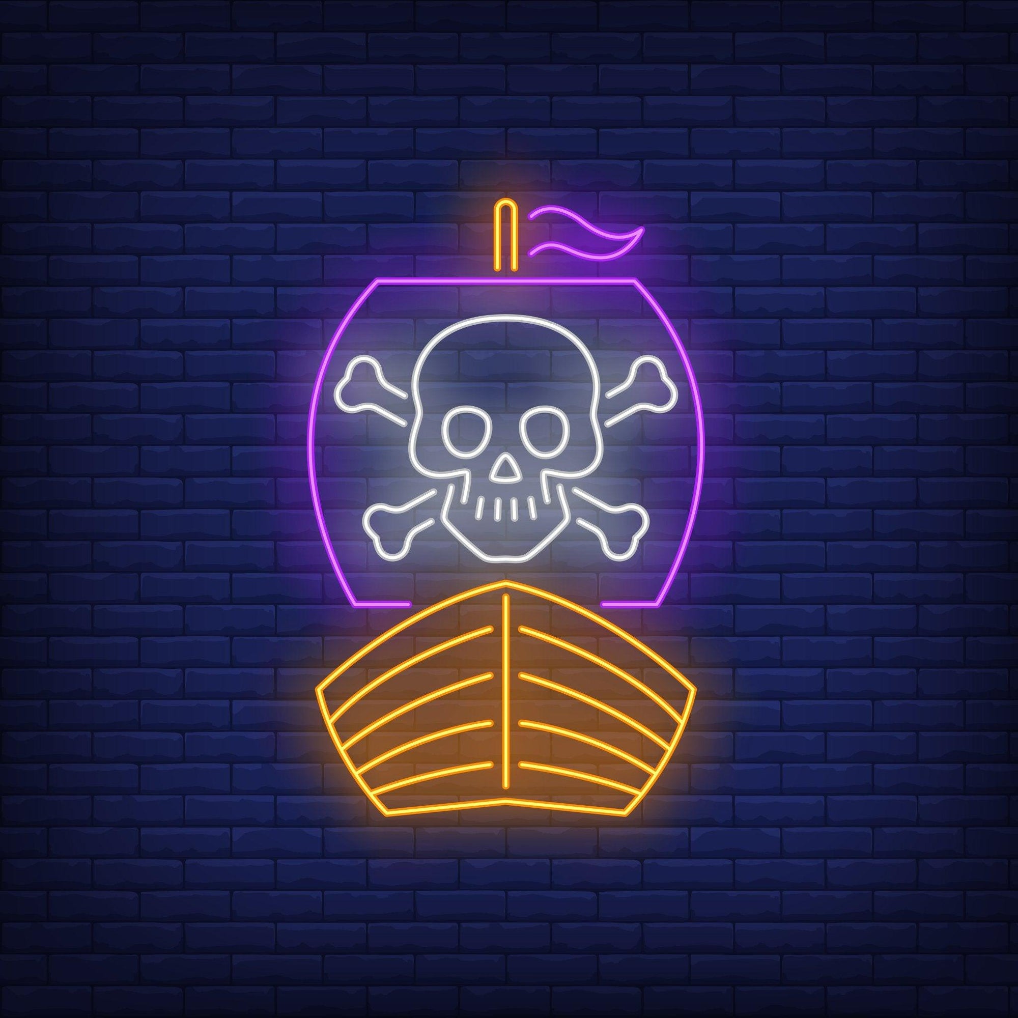 Pirate Ship with Skull - Neon Guys